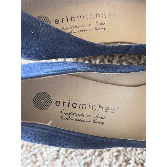 Eric Michael Navy Blue Suede Leather TEVA Wedge Almond‎ Toe Shoes Spain 38 7.5-8 - Picture 6 of 16